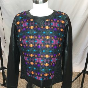Milly  Real Leather Sleeve NWOT Side Zip Top